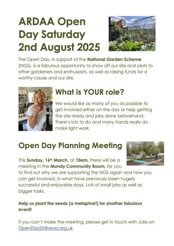 Open Day Planning Meeting Poster